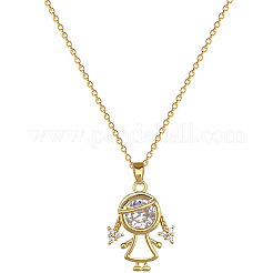 Collares colgantes para niña con circonita cúbica transparente y pavé de latón&nbsp;FS-WG30BB7-01