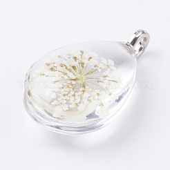 Glas getrocknete Blumen Anhänger&nbsp;GLAA-K018-E