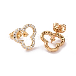Reperti per orecchini a bottone in zircone chiaro con micro pavé di ottone&nbsp;KK-G420-17G