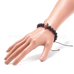 Bracelet en pierre de lave naturelle et perles tressées en acrylique&nbsp;BJEW-JB08554