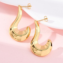 Pendientes de botón de acero inoxidable 304 en forma de J para mujer&nbsp;EJEW-A125-09G