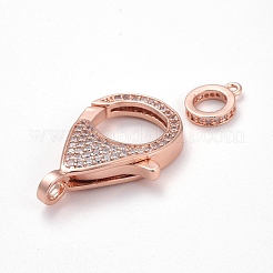 Fermoir pince de homard en laiton avec zircone cubique de micro pave&nbsp;ZIRC-F110-01B-RG