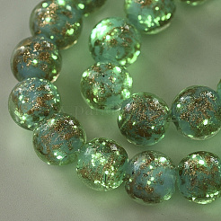Chapelets de perles vernissées de sable d'or manuels&nbsp;LAMP-T007-06G