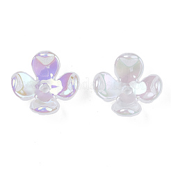 Cappucci di perline acriliche con placca galvanica a 4 petalo&nbsp;PACR-T014-04
