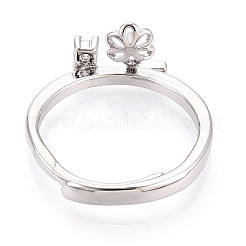 Blume Messing Micro Pave Zirkonia Cup Peg Ring Einstellungen&nbsp;KK-N274-31P