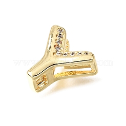 Barre distanziatrici iniziali in ottone con micro pavé di zirconi cubici trasparenti&nbsp;KK-E802-34G-Y
