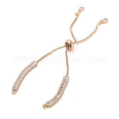 Realizzazione di braccialetti con cursore rettangolare in ottone con pavé di zirconi trasparenti&nbsp;LS-BJEW-U005-01G