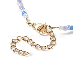 Collier pendentif en forme de larme de verre avec des chaînes de perles de rocaille pour les femmes&nbsp;NJEW-JN04260