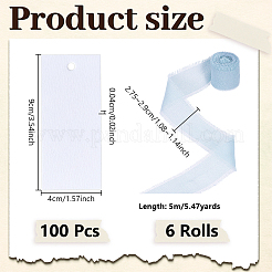 50 étiquette cadeau rectangulaire vierge en papier blanc&nbsp;CDIS-WH0021-059C