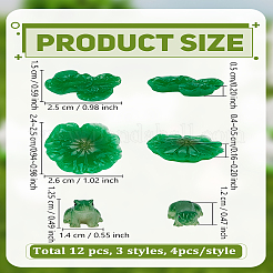 12 pz 3 stili resina foglia di loto/rana micro paesaggio ornamenti scena&nbsp;AJEW-LP0003-38