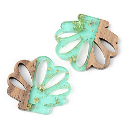 Pendentifs en résine transparente et bois de noyer&nbsp;RESI-S389-047B-B02