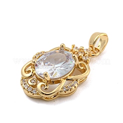 Pendenti in zirconi cubici trasparenti in micro pavè di ottone&nbsp;X-KK-P263-26KCG-03