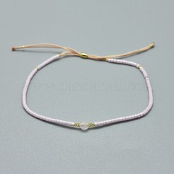 Bracelets réglables en quartz tressé de quartz rose naturel&nbsp;BJEW-F391-A01