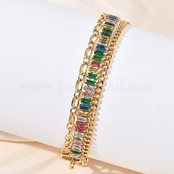 Doppellagige Kettenarmbänder aus Edelstahl 304 und Glas für Damen&nbsp;BJEW-F540-10G-04