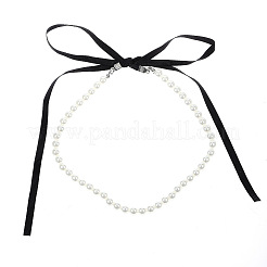 Halsketten aus runden Perlen aus 8 mm großen Kunststoffperlen für Damen&nbsp;WH-WG536FD-01