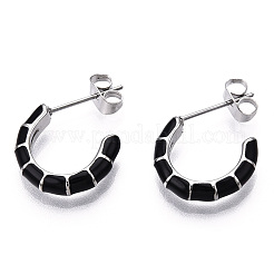 Boucles d'oreilles en forme de C en émail&nbsp;EJEW-N052-05-01