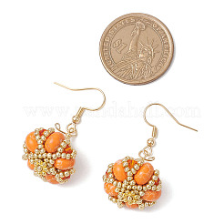 Halloween Motiv Kürbis handgemachte Glasperlen Ohrringe&nbsp;EJEW-MZ00476