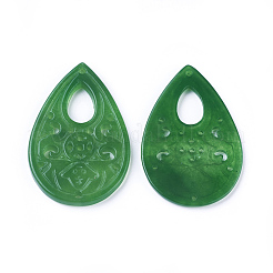 Geschnitzte natürliche weiße Jade-Anhänger&nbsp;G-L495-41B