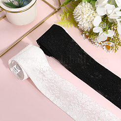 2 Stück 2 Farben Polyester Spitze langer Seidenschal für Frauen Mädchen&nbsp;AJEW-GF0011-28D