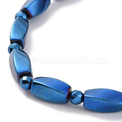 Pulsera elástica con cuentas rectangulares torcidas de hematita sintética para hombres y mujeres&nbsp;G-C006-10