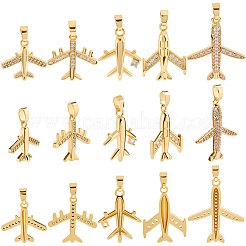 10pcs 5 styles pendentifs en laiton micro pavé de zircone cubique&nbsp;KK-BBC0019-87