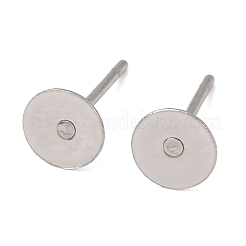 Boucles d'oreilles à tige plates rondes et vierges en acier inoxydable chirurgical 316 résistant au ternissement&nbsp;STAS-R073-06