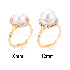 Runde verstellbare Ringfassungen aus Messing mit Mikropflaster und klarem Zirkonia&nbsp;KK-T076-28G