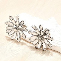 304 Edelstahl Blumen Ohrstecker für Damen&nbsp;EJEW-R023-02P
