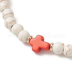 Bracelets extensibles en perles de turquoise synthétiques pour femmes et hommes&nbsp;BJEW-JB13576