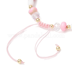 Braccialetti di perline intrecciate con perline acriliche floreali per donna&nbsp;BJEW-MZ00192-01