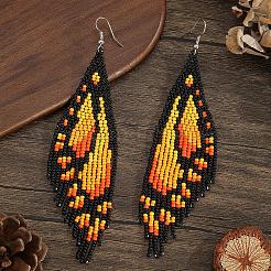 Pendientes de borla con alas de mariposa y cuentas de vidrio hechos a mano de estilo bohemio&nbsp;OK8967-2