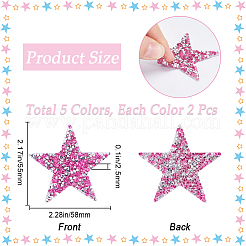 10 stücke 5 farben sterne hotfix strass&nbsp;DIY-GF0009-02