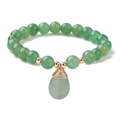 Bracelets extensibles en pierres précieuses naturelles mélangées avec breloques en forme de larme pour femmes&nbsp;BJEW-JB10110