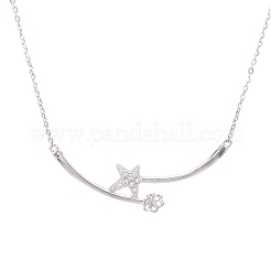 Rhodinierter 925 Sterling Silber klarer Zirkonia Stern Anhänger Halskette machen&nbsp;STER-T007-104P