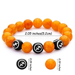 Bracelet extensible de perles rondes en jade jaune naturel orange foncé&nbsp;BJEW-SW00077-07