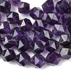 Facettierten natürlichen Amethyst Perlen Stränge&nbsp;G-K066-09-10mm