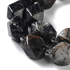 Naturale nero rutilato perle di quarzo fili&nbsp;G-C182-18-02
