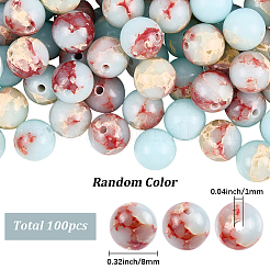 100 Stück synthetische Aqua-Terra-Jaspis-Perlen&nbsp;G-SP0001-34