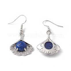 Orecchini pendenti con foglie di ginkgo e lapislazzuli tinti naturali con strass di cristallo&nbsp;EJEW-A092-03P-07