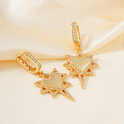 Orecchini a cerchio in ottone con stella e cuore in zirconia cubica trasparente&nbsp;LS5969-2