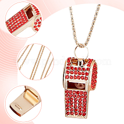 Collier avec pendentif sifflet en strass en fer et chaîne pop-corn pour femme&nbsp;NJEW-DR0001-03D