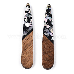 Pendentifs en résine opaque et bois de noyer&nbsp;RESI-N039-64A