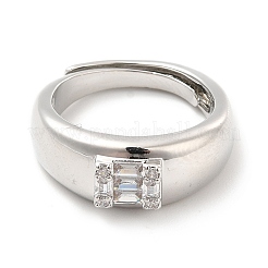 Verstellbare Ringe mit Gestellbeschichtung aus Messing mit Mikropavé und klaren Kubikzirkonia&nbsp;RJEW-E064-16P