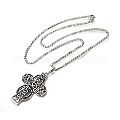 Viking 201 Edelstahl schwarz Emaille Box Kette Trinity Knoten Kreuz Anhänger Halsketten für Männer&nbsp;NJEW-S003-07P