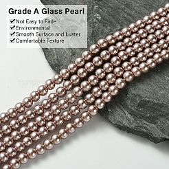 Brins de perles rondes en verre teinté écologique&nbsp;HY-A008-6mm-RB046