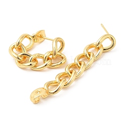 Orecchini a bottone con catena in ottone placcato a cremagliera da donna&nbsp;EJEW-Q770-15G