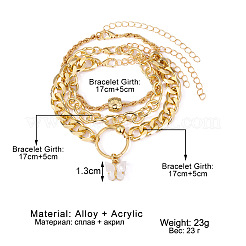 3 ensemble de bracelets en alliage de 3 styles pour femmes&nbsp;WGAFCFA-05