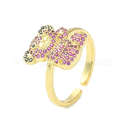 Bague de manchette ouverte en zircone cubique ours&nbsp;RJEW-F145-01G