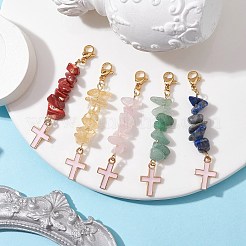 Decorazioni pendenti con pietre preziose naturali miste&nbsp;HJEW-JM01793