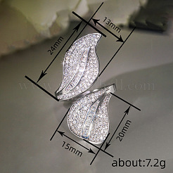 Messing Micro Pave klare Zirkonia Manschette offene Ringe&nbsp;WG8DF5E-01